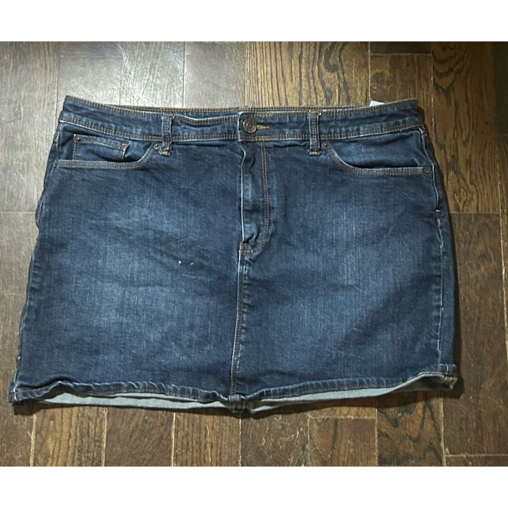 GAP Blue Stretch Denim Mini Skirt Pockets Button Zip‎ Women's Size 16/33